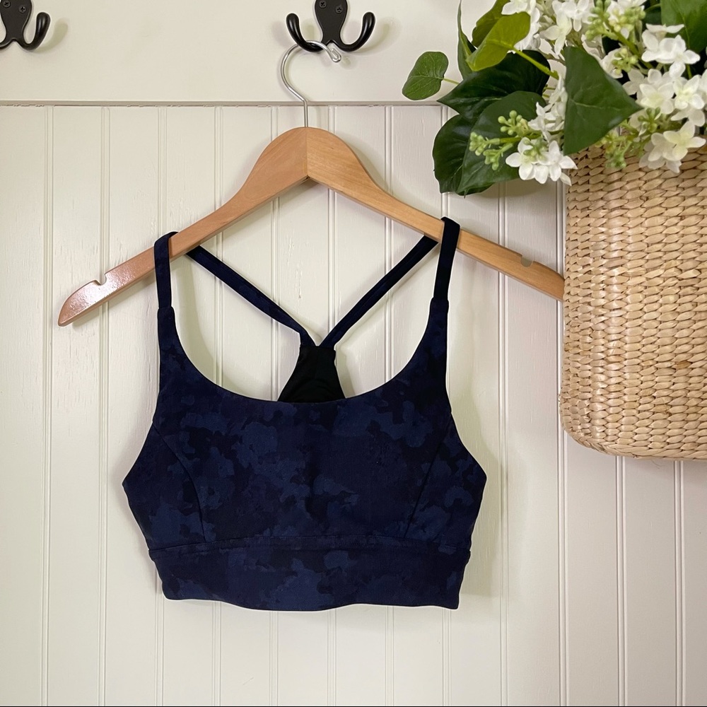 Lululemon Flow Y Bra IV in Heathered Texture Lotus Camo Oil Slick Blue - Picture 3 of 6
